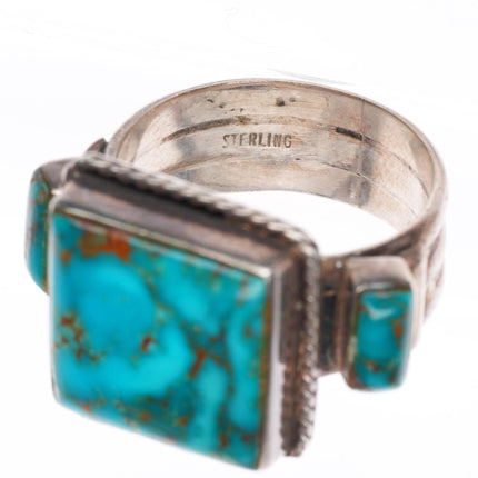 sz11 Vintage Navajo sterling silver high grade turquoise Royal Blue ring