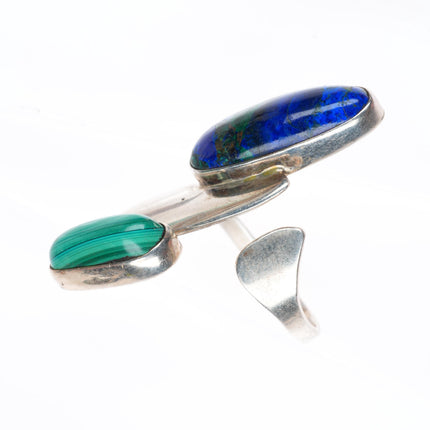 sz10 adjustable Lily Barrack sterling silver modernist Azurite Malachite ring