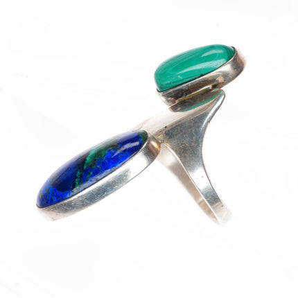 sz10 adjustable Lily Barrack sterling silver modernist Azurite Malachite ring