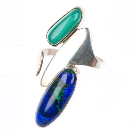 sz10 adjustable Lily Barrack sterling silver modernist Azurite Malachite ring