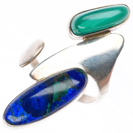 sz10 adjustable Lily Barrack sterling silver modernist Azurite Malachite ring
