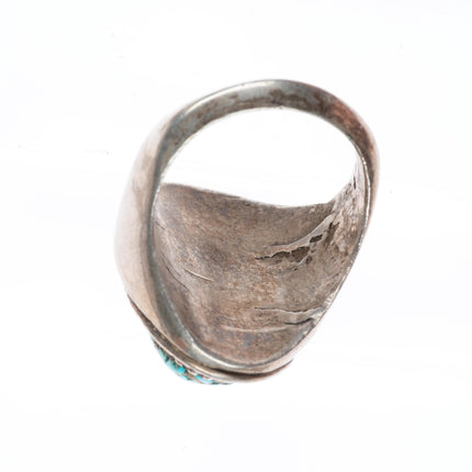 sz12.25 vintage Zuni Rattlesnake sterling silver Snake ring with turquoise