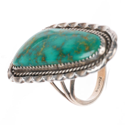 sz8 vintage Navajo high grade webbed Royston turquoise sterling silver ring