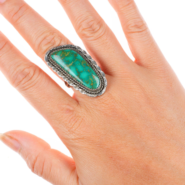 sz8 vintage Navajo high grade webbed Royston turquoise sterling silver ring
