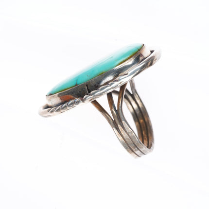 sz7 big vintage Navajo sterling silver turquoise ring