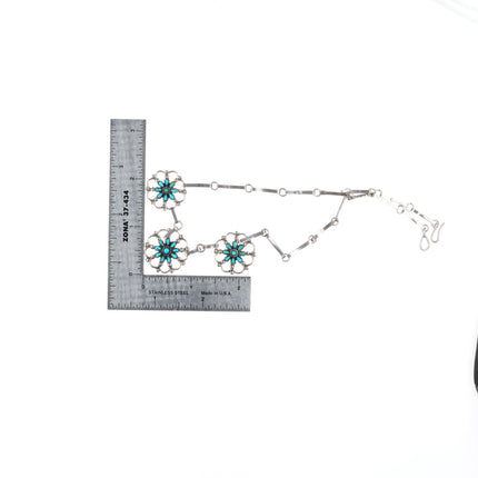 16" Vintage Zuni sterling silver wagon wheel design petit point cluster necklace