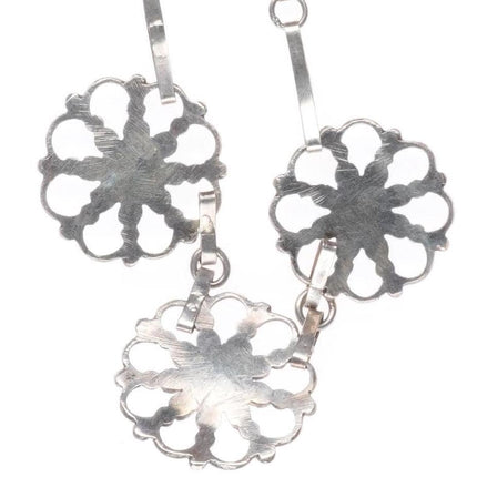 16" Vintage Zuni sterling silver wagon wheel design petit point cluster necklace