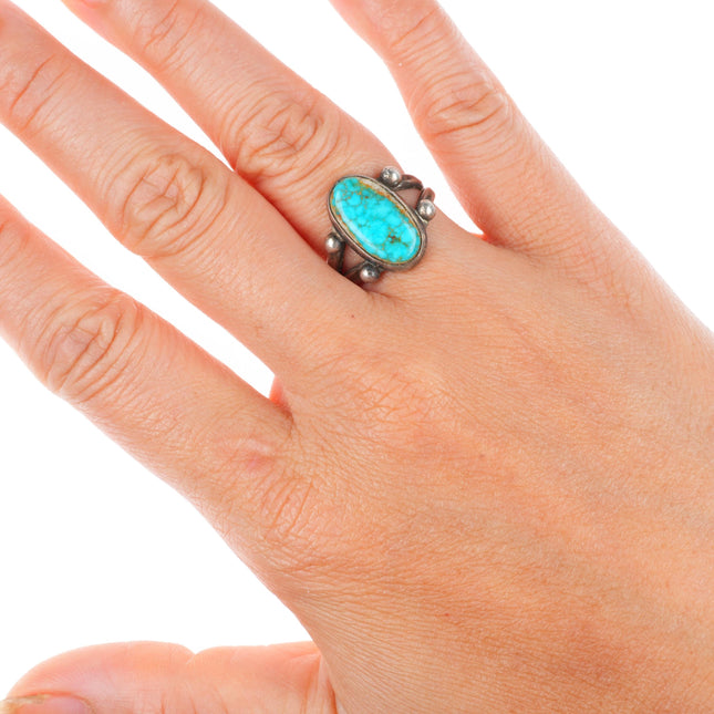 sz6 vintage Navajo sterling silver high grade spiderweb turquoise ring