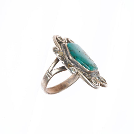 sz5.5 Chief Wolf Robe Hunt Acoma vintage Sterling silver and turquoise ring