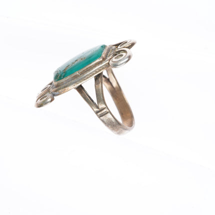 sz5.5 Chief Wolf Robe Hunt Acoma vintage Sterling silver and turquoise ring