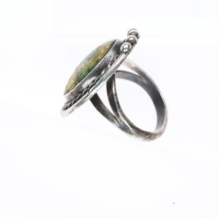 sz7.5 vintage Navajo sterling silver Cerrillos green turquoise ring
