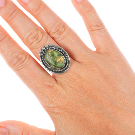 sz7.5 vintage Navajo sterling silver Cerrillos green turquoise ring