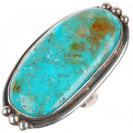 sz10 big vintage Navajo sterling silver ring with large turquoise RF