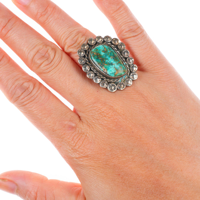 sz6.5 vintage Navajo sterling silver high grade Nevada turquoise ring