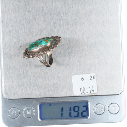 sz6.5 vintage Navajo sterling silver high grade Nevada turquoise ring