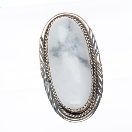 sz9 big vintage Navajo sterling silver White Buffalo jasper ring