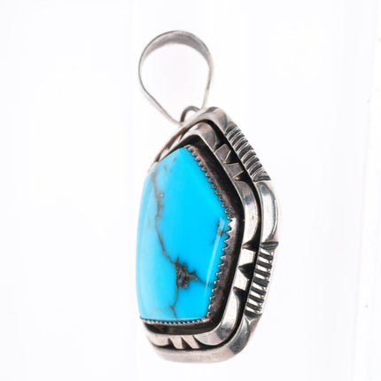 Will Denetdale Navajo high grade turquoise sterling silver necklace pendant