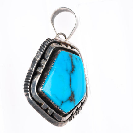Will Denetdale Navajo high grade turquoise sterling silver necklace pendant