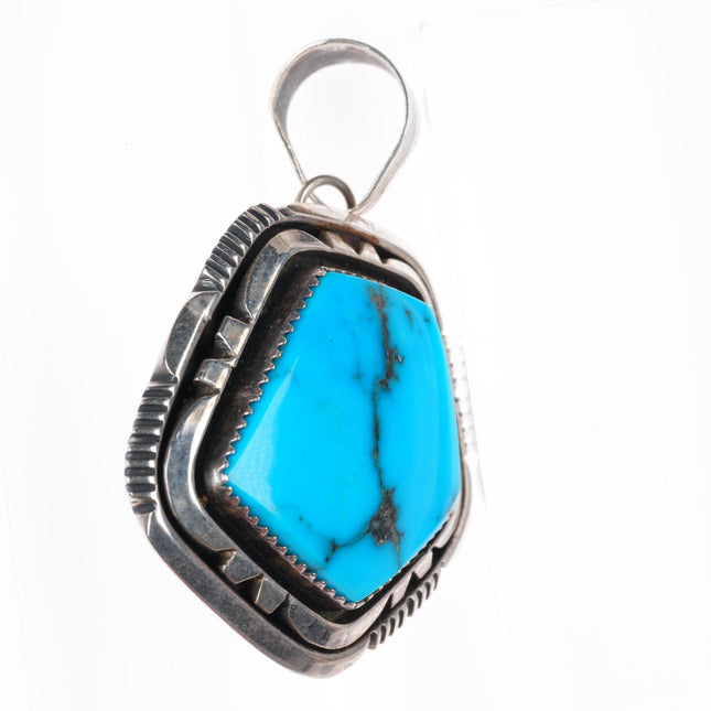 Will Denetdale Navajo high grade turquoise sterling silver necklace pendant