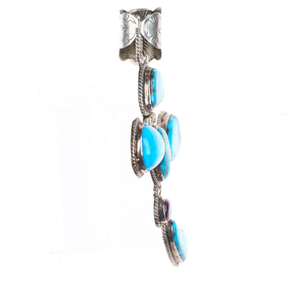 Billy Jaramillo southwestern sterling silver-turquoise-sugilite dragonfly pendant