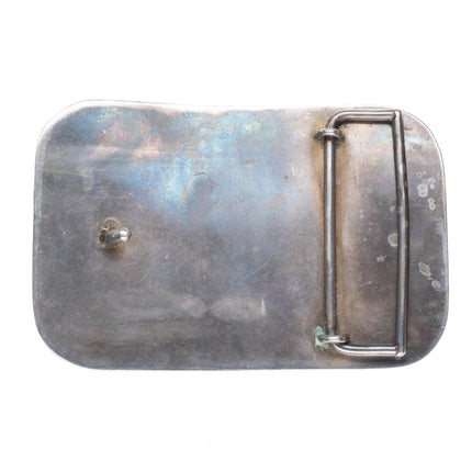 2" Heavy Vintage Navajo sterling silver belt buckle with turquoise