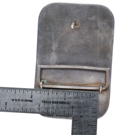 2" Heavy Vintage Navajo sterling silver belt buckle with turquoise