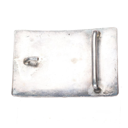 1.5" Vintage Navajo sterling silver rectangle belt buckle with turquoise