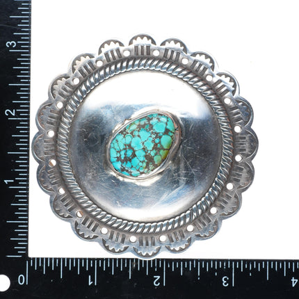 1.5" Federico Jiménez southwestern sterling silver belt buckle w/ nice turquoise