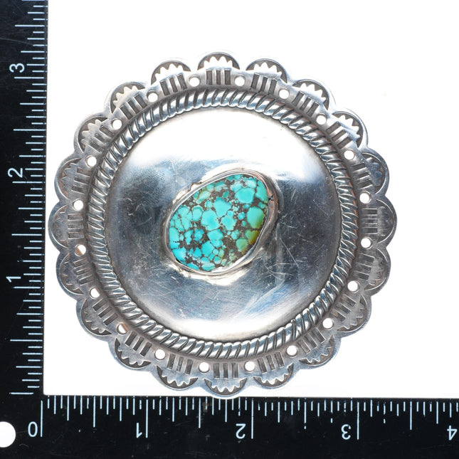1.5" Federico Jiménez southwestern sterling silver belt buckle w/ nice turquoise
