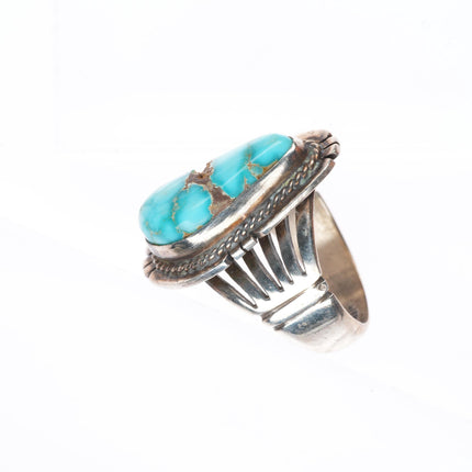 sz8 Pete Sanchez Isleta Pueblo sterling silver ring with nice turquoise