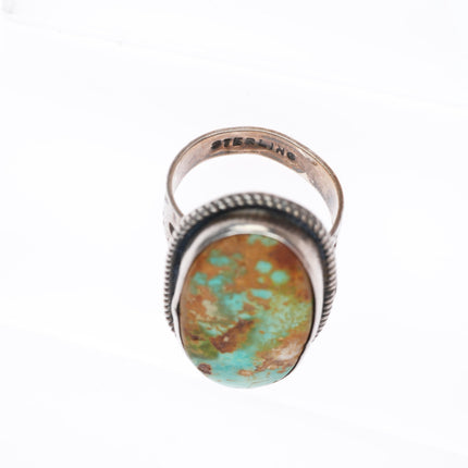 sz7 1940 Snake Stamped Royston turquoise Fred Harvey Navajo sterling silver ring