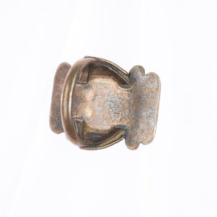sz7 c1940 Navajo Gem Silica ornate stamped face sterling silver ring