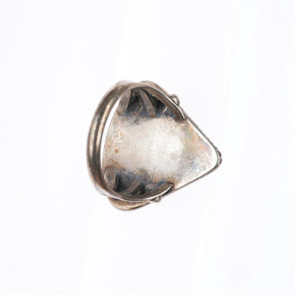 sz7.5 vintage Navajo sterling silver high grade turquoise rope bezel ring