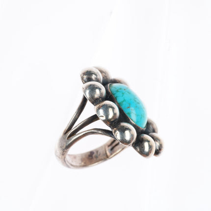 sz5.5 vintage Navajo sterling silver waterweb turquoise modernist balls ring