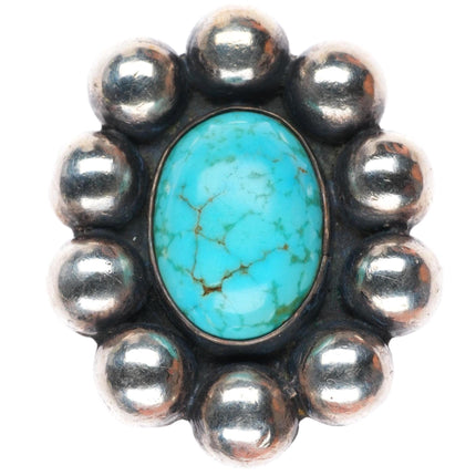 sz5.5 vintage Navajo sterling silver waterweb turquoise modernist balls ring