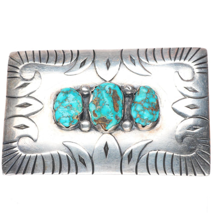 1.5" vintage Navajo high grade waterweb turquoise sterling silver belt buckle