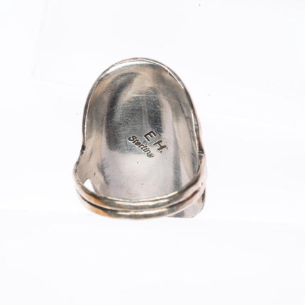 sz8.5 vintage EH Navajo sterling silver pink mother of pearl cluster ring