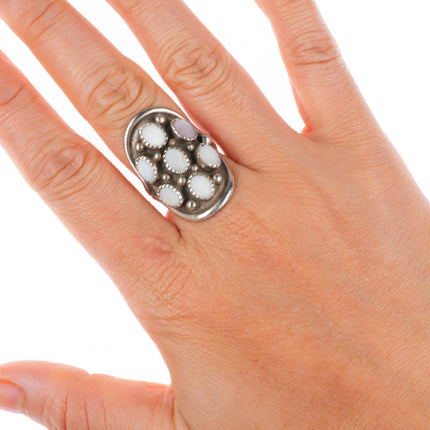 sz8.5 vintage EH Navajo sterling silver pink mother of pearl cluster ring