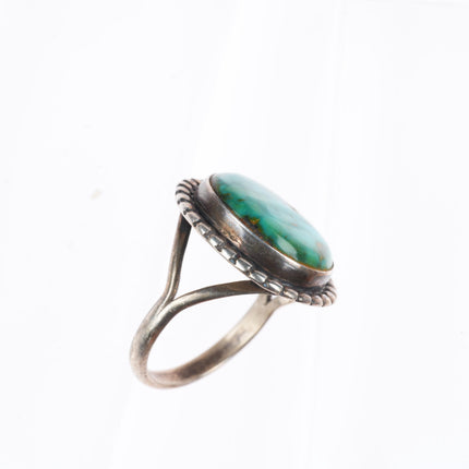 sz7 vintage Navajo sterling silver waterweb turquoise beaded rim ring