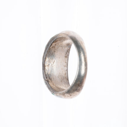 sz10.25 vintage Navajo sterling silver carinated turquoise inlay ring
