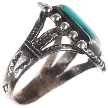 sz8 vintage Navajo Fred Harvey style sterling silver ring with nice turquoise