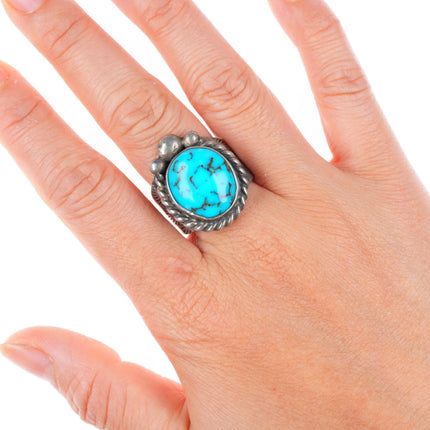 sz9.5 Mary Dayea Navajo vintage sterling silver high grade turquoise ring