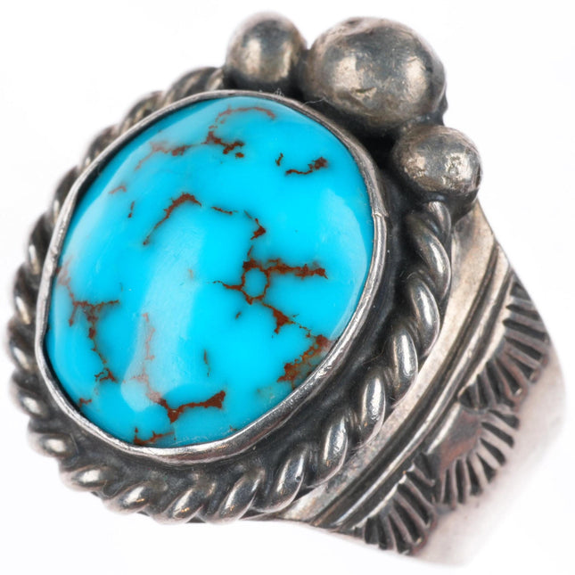 sz9.5 Mary Dayea Navajo vintage sterling silver high grade turquoise ring