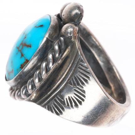 sz9.5 Mary Dayea Navajo vintage sterling silver high grade turquoise ring