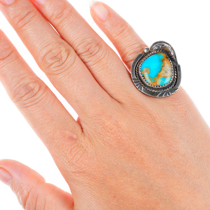 sz5 high grade Royston Turquoise vintage Navajo sterling silver ring