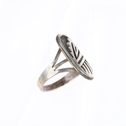 sz7.75 Allen Pooyouma hopi sterling silver bear paw overlay ring