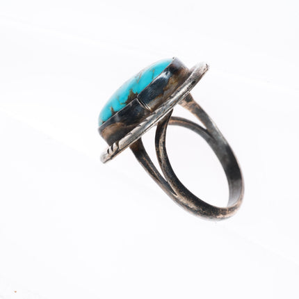 sz8 vintage Navajo spiderweb turquoise sterling silver ring