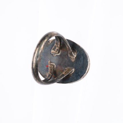 sz8 vintage Navajo spiderweb turquoise sterling silver ring