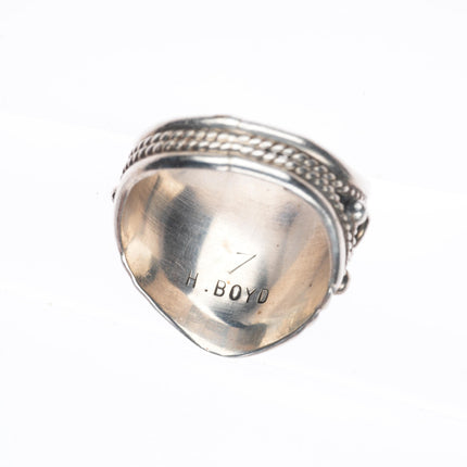 sz12 H Boyd Navajo sterling silver vintage ring with turquoise