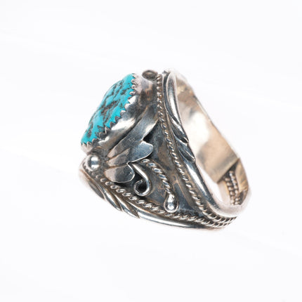 sz12 H Boyd Navajo sterling silver vintage ring with turquoise